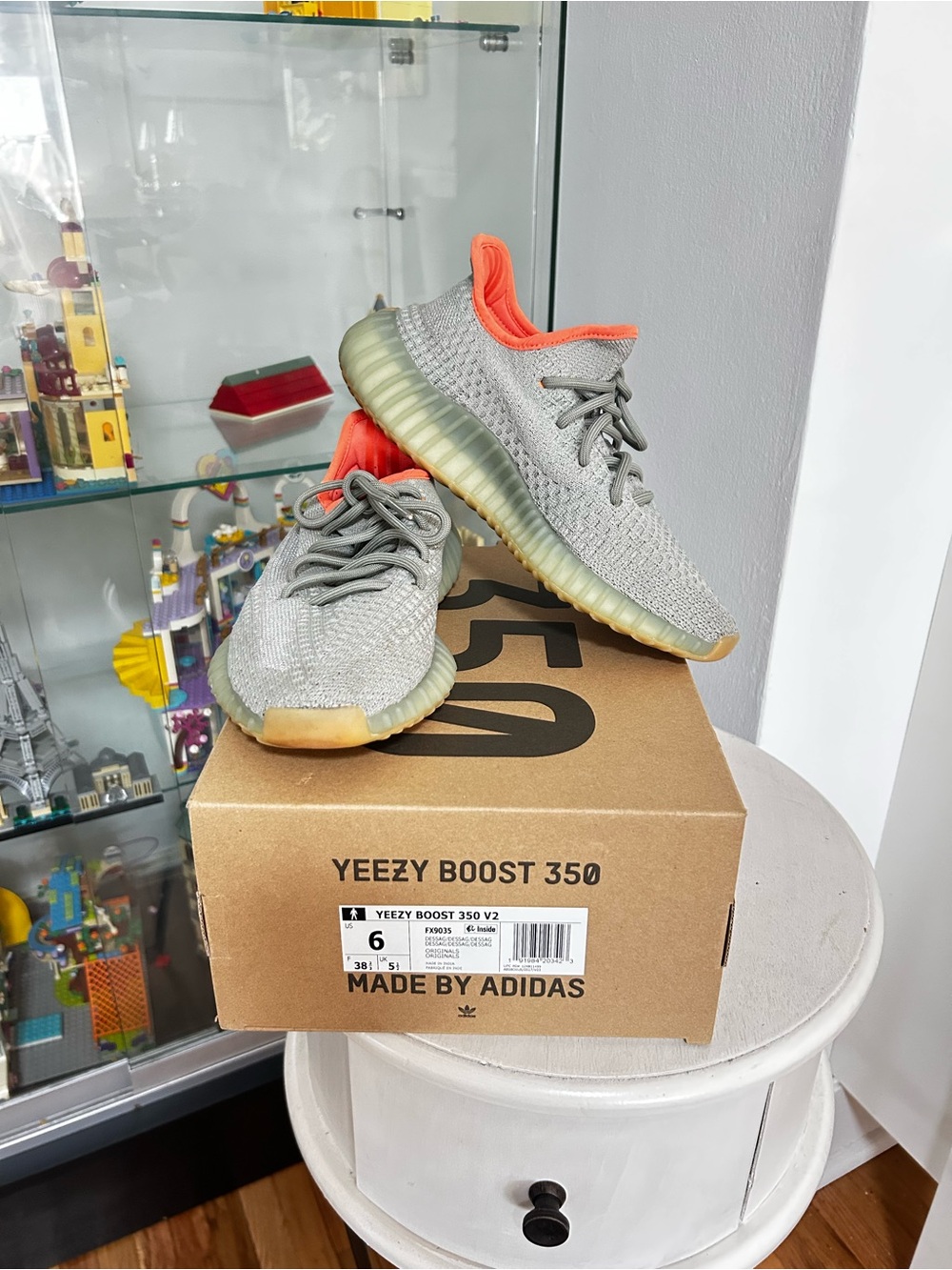 Yeezy Boost 350 Grey with Orange Accents size 6 US